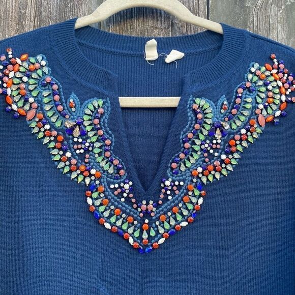 Moth Anthropologie Navy Gemstone Sweater | S - Picture 4 of 8